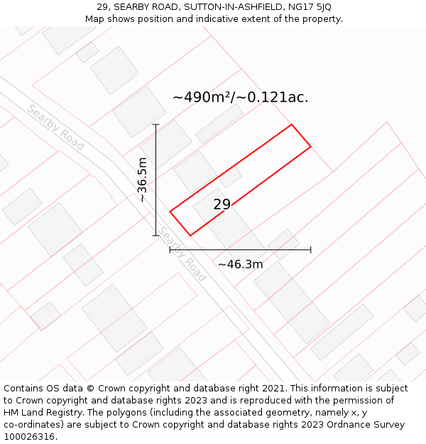 29, SEARBY ROAD, SUTTON-IN-ASHFIELD, NG17 5JQ: Plot and title map