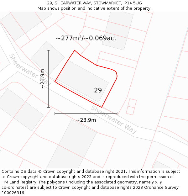 29, SHEARWATER WAY, STOWMARKET, IP14 5UG: Plot and title map