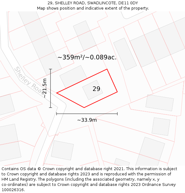 29, SHELLEY ROAD, SWADLINCOTE, DE11 0DY: Plot and title map