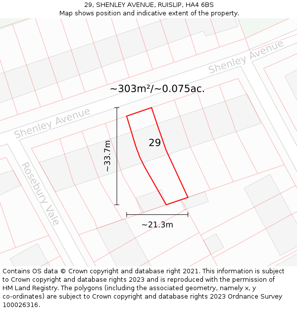 29, SHENLEY AVENUE, RUISLIP, HA4 6BS: Plot and title map