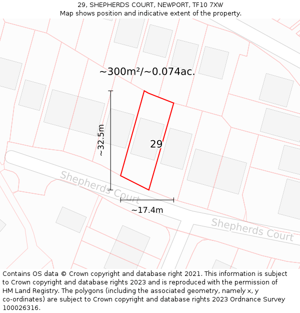 29, SHEPHERDS COURT, NEWPORT, TF10 7XW: Plot and title map