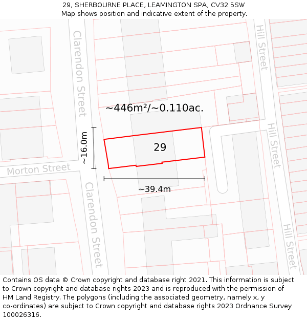 29, SHERBOURNE PLACE, LEAMINGTON SPA, CV32 5SW: Plot and title map