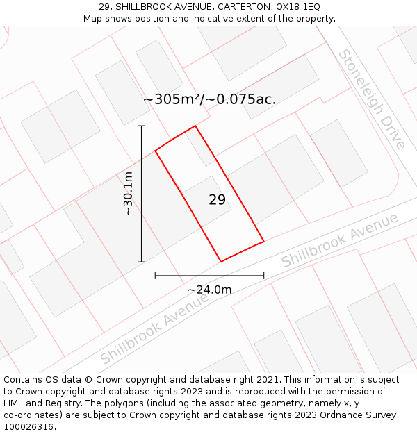 29, SHILLBROOK AVENUE, CARTERTON, OX18 1EQ: Plot and title map