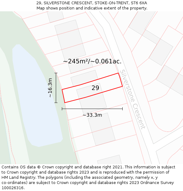 29, SILVERSTONE CRESCENT, STOKE-ON-TRENT, ST6 6XA: Plot and title map
