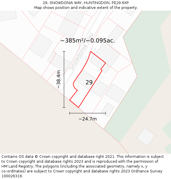 29, SNOWDONIA WAY, HUNTINGDON, PE29 6XP: Plot and title map