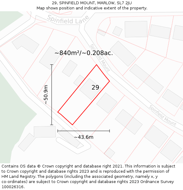 29, SPINFIELD MOUNT, MARLOW, SL7 2JU: Plot and title map