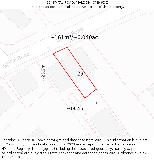 29, SPITAL ROAD, MALDON, CM9 6DZ: Plot and title map