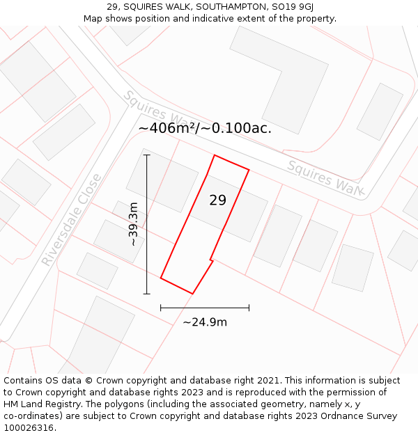 29, SQUIRES WALK, SOUTHAMPTON, SO19 9GJ: Plot and title map