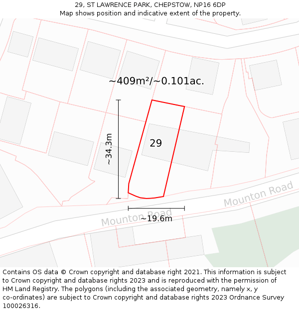 29, ST LAWRENCE PARK, CHEPSTOW, NP16 6DP: Plot and title map