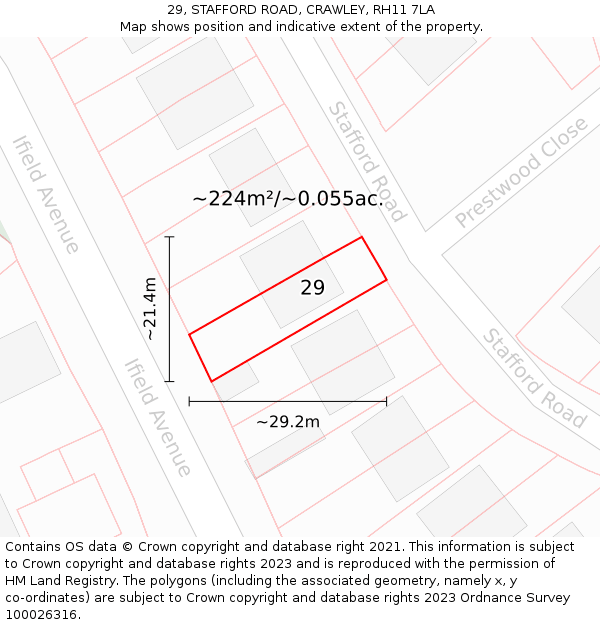 29, STAFFORD ROAD, CRAWLEY, RH11 7LA: Plot and title map