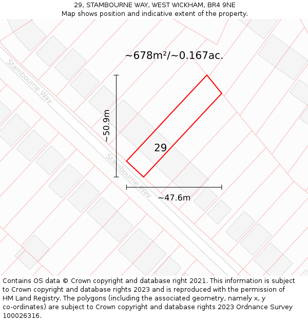 29, STAMBOURNE WAY, WEST WICKHAM, BR4 9NE: Plot and title map