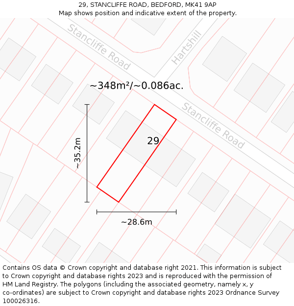 29, STANCLIFFE ROAD, BEDFORD, MK41 9AP: Plot and title map