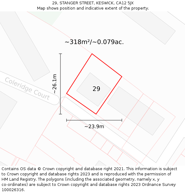 29, STANGER STREET, KESWICK, CA12 5JX: Plot and title map