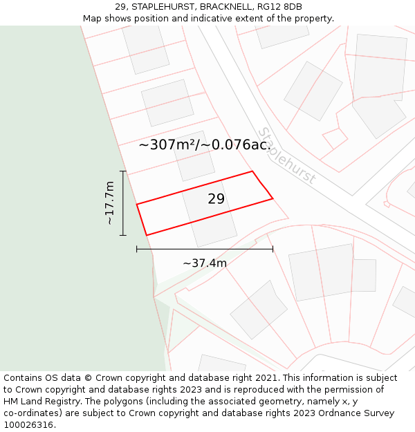 29, STAPLEHURST, BRACKNELL, RG12 8DB: Plot and title map