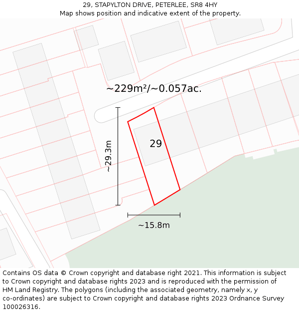 29, STAPYLTON DRIVE, PETERLEE, SR8 4HY: Plot and title map