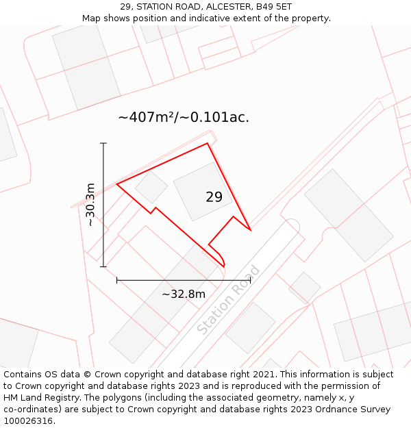 29, STATION ROAD, ALCESTER, B49 5ET: Plot and title map