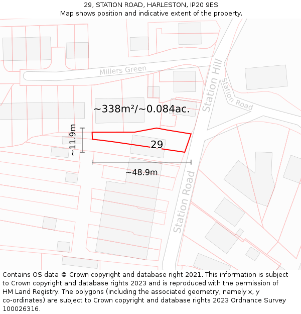 29, STATION ROAD, HARLESTON, IP20 9ES: Plot and title map