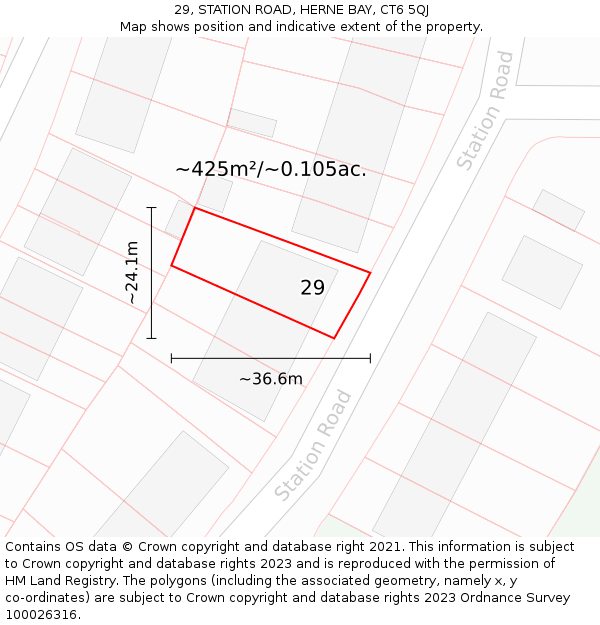 29, STATION ROAD, HERNE BAY, CT6 5QJ: Plot and title map