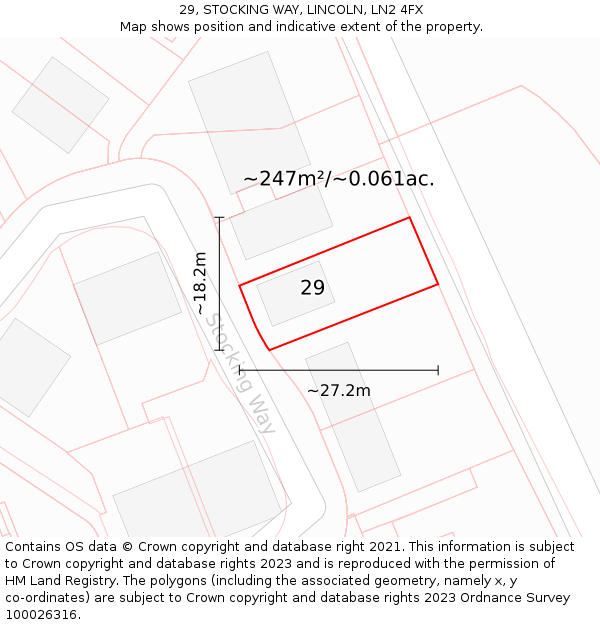 29, STOCKING WAY, LINCOLN, LN2 4FX: Plot and title map