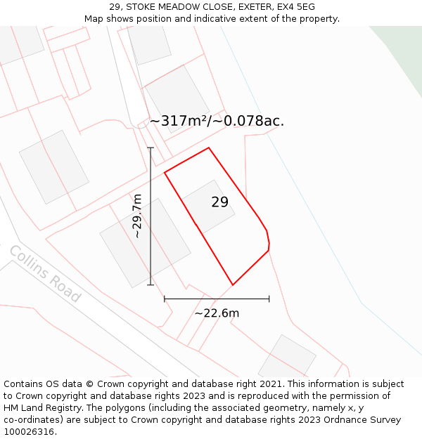 29, STOKE MEADOW CLOSE, EXETER, EX4 5EG: Plot and title map