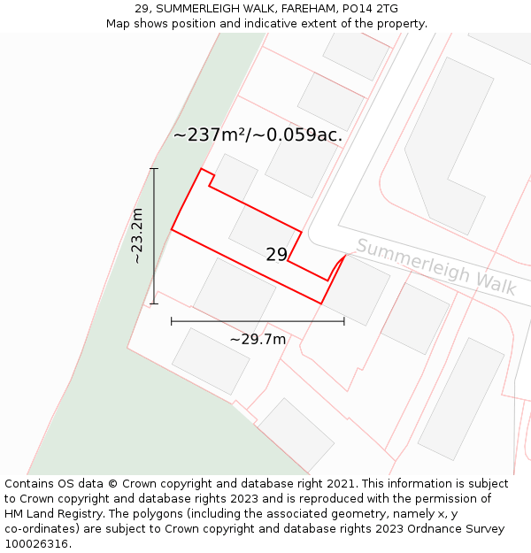 29, SUMMERLEIGH WALK, FAREHAM, PO14 2TG: Plot and title map