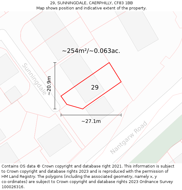 29, SUNNINGDALE, CAERPHILLY, CF83 1BB: Plot and title map