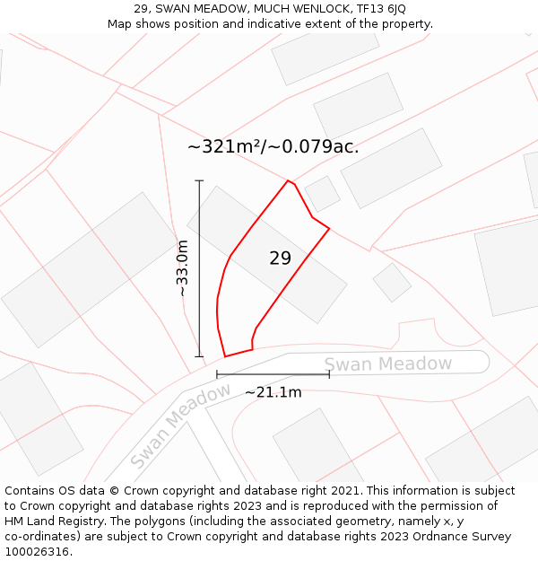 29, SWAN MEADOW, MUCH WENLOCK, TF13 6JQ: Plot and title map