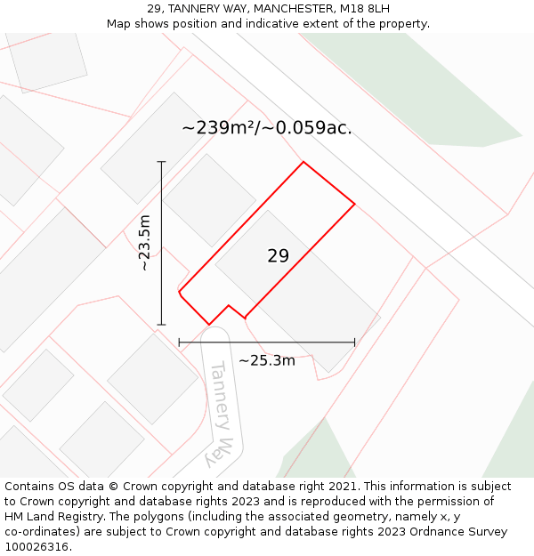 29, TANNERY WAY, MANCHESTER, M18 8LH: Plot and title map