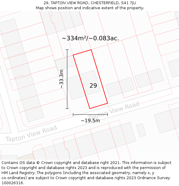 29, TAPTON VIEW ROAD, CHESTERFIELD, S41 7JU: Plot and title map