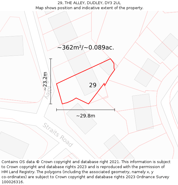 29, THE ALLEY, DUDLEY, DY3 2UL: Plot and title map