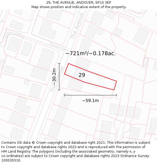 29, THE AVENUE, ANDOVER, SP10 3EP: Plot and title map