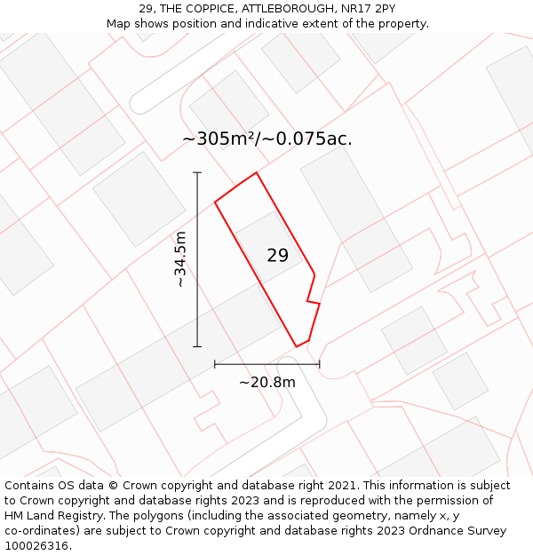 29, THE COPPICE, ATTLEBOROUGH, NR17 2PY: Plot and title map