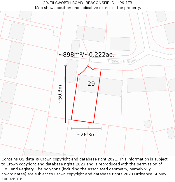 29, TILSWORTH ROAD, BEACONSFIELD, HP9 1TR: Plot and title map