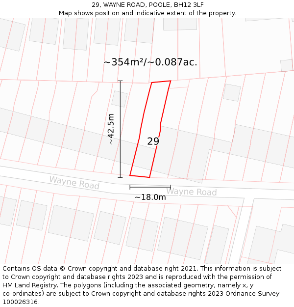 29, WAYNE ROAD, POOLE, BH12 3LF: Plot and title map