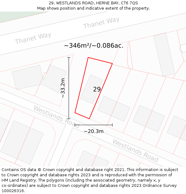 29, WESTLANDS ROAD, HERNE BAY, CT6 7QS: Plot and title map