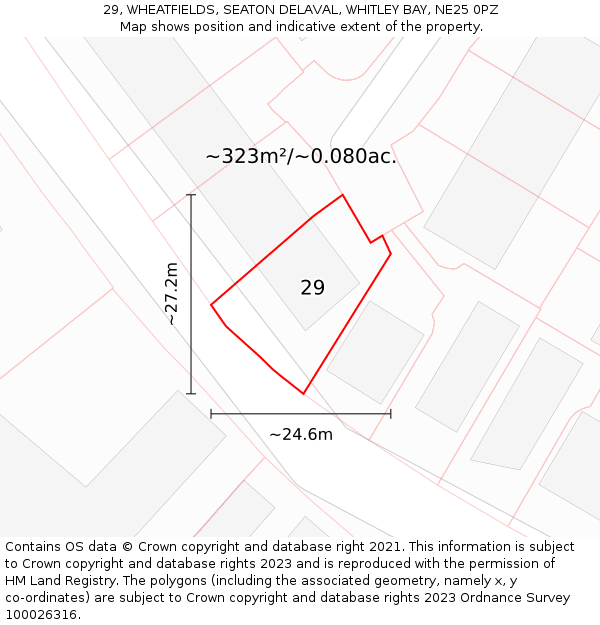 29, WHEATFIELDS, SEATON DELAVAL, WHITLEY BAY, NE25 0PZ: Plot and title map