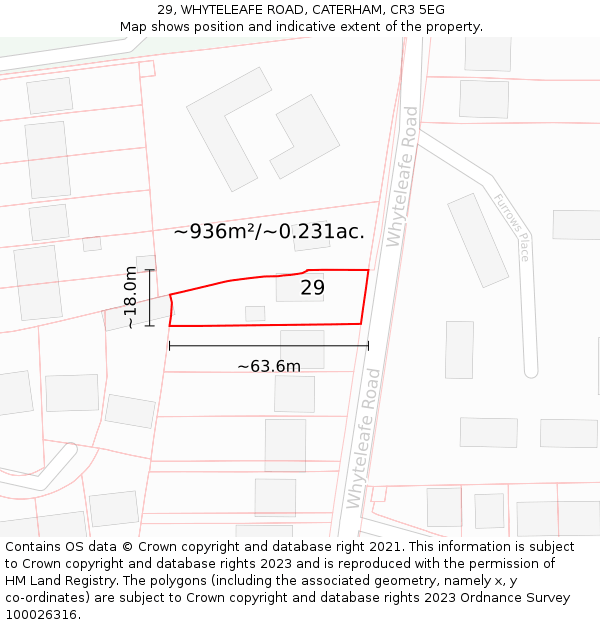 29, WHYTELEAFE ROAD, CATERHAM, CR3 5EG: Plot and title map