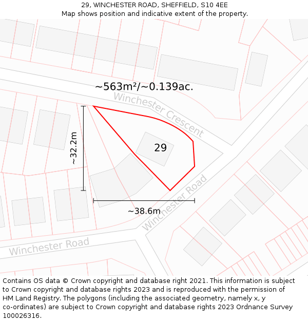 29, WINCHESTER ROAD, SHEFFIELD, S10 4EE: Plot and title map