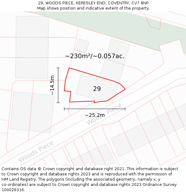 29, WOODS PIECE, KERESLEY END, COVENTRY, CV7 8NP: Plot and title map