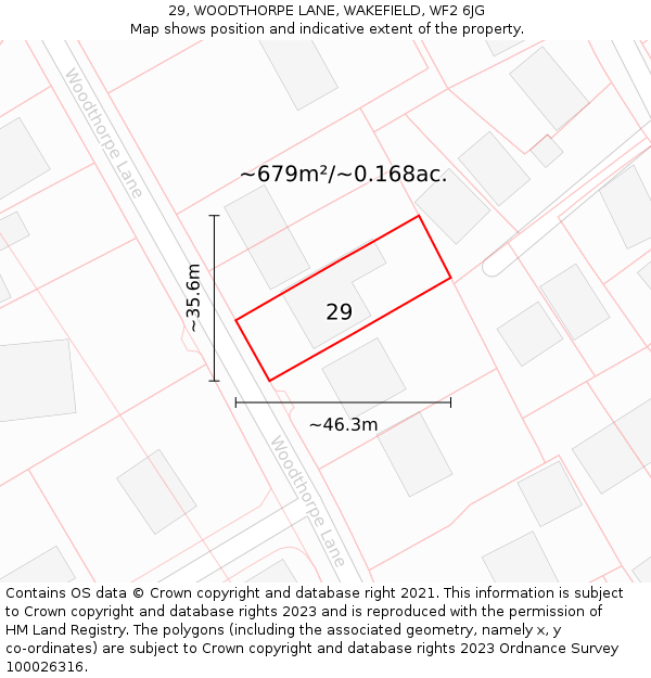 29, WOODTHORPE LANE, WAKEFIELD, WF2 6JG: Plot and title map