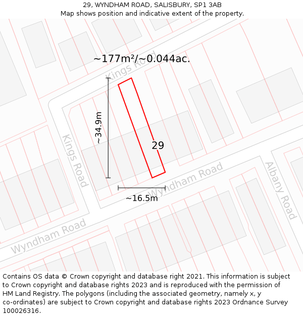 29, WYNDHAM ROAD, SALISBURY, SP1 3AB: Plot and title map