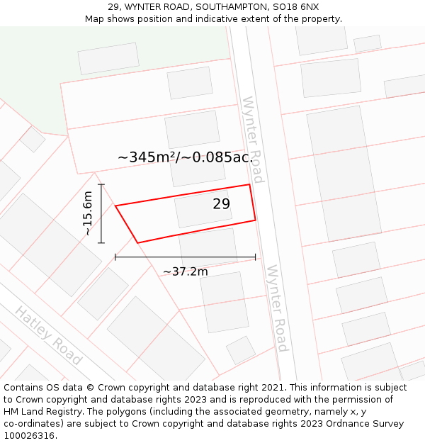 29, WYNTER ROAD, SOUTHAMPTON, SO18 6NX: Plot and title map