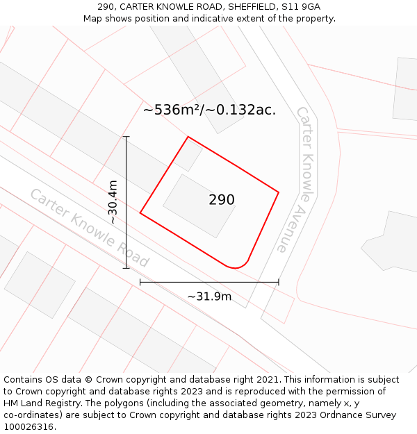 290, CARTER KNOWLE ROAD, SHEFFIELD, S11 9GA: Plot and title map