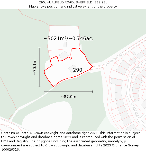 290, HURLFIELD ROAD, SHEFFIELD, S12 2SL: Plot and title map