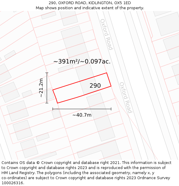 290, OXFORD ROAD, KIDLINGTON, OX5 1ED: Plot and title map