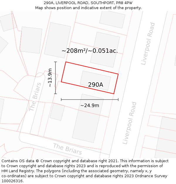 290A, LIVERPOOL ROAD, SOUTHPORT, PR8 4PW: Plot and title map