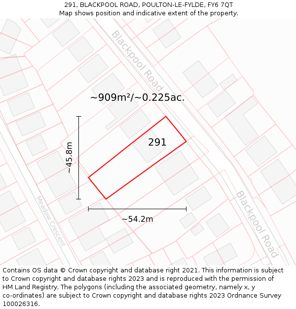 291, BLACKPOOL ROAD, POULTON-LE-FYLDE, FY6 7QT: Plot and title map