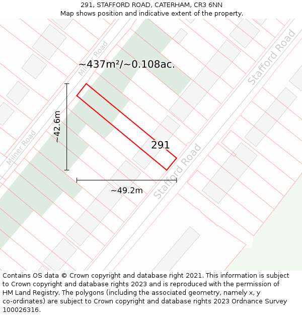 291, STAFFORD ROAD, CATERHAM, CR3 6NN: Plot and title map