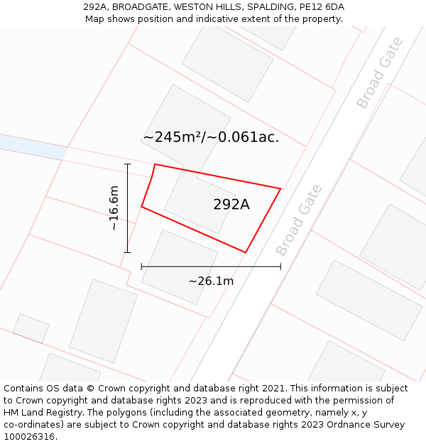 292A, BROADGATE, WESTON HILLS, SPALDING, PE12 6DA: Plot and title map