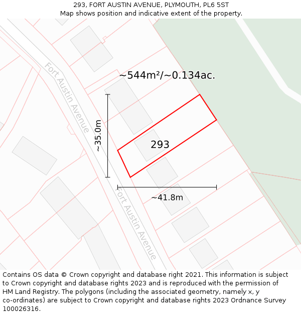 293, FORT AUSTIN AVENUE, PLYMOUTH, PL6 5ST: Plot and title map